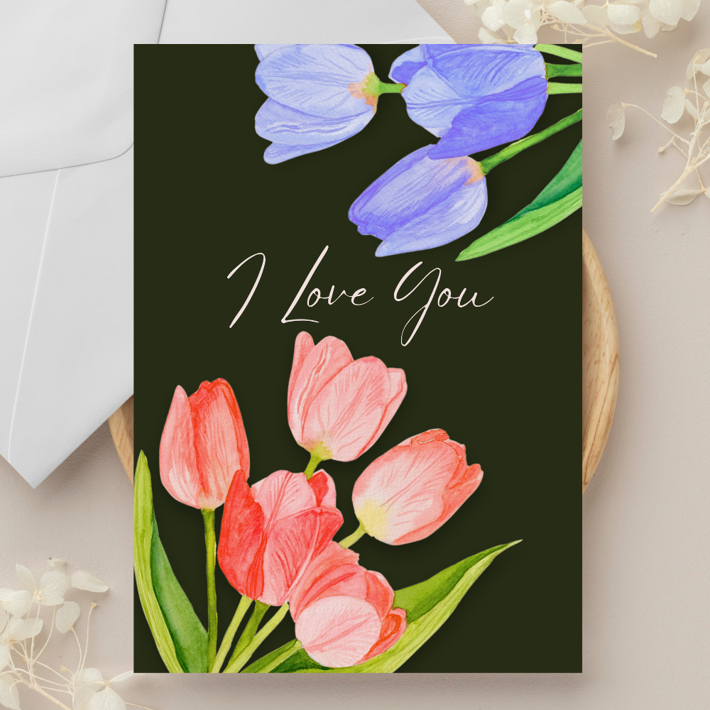 I Love You Anniversary Multi Color In Green Valentine's Day Greeting Card