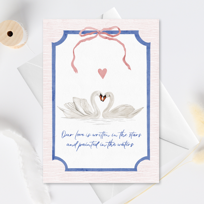 Romantic Swans Valentine's Day Anniversary Couple Greeting Card