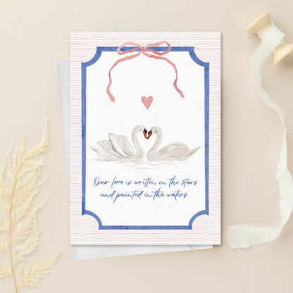 Romantic Swans Valentine's Day Anniversary Couple Greeting Card