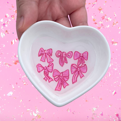 Pink Bows Pattern Ceramic Dish