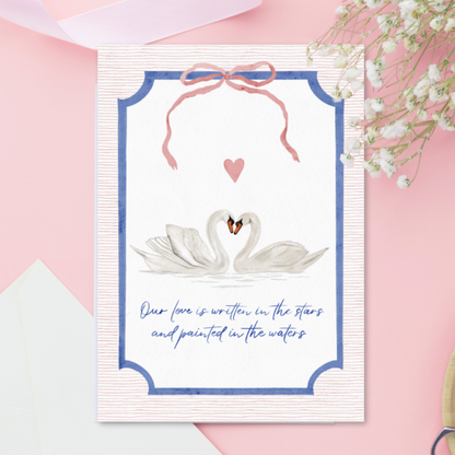 Romantic Swans Valentine's Day Anniversary Couple Greeting Card