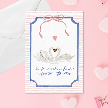 Romantic Swans Valentine's Day Anniversary Couple Greeting Card