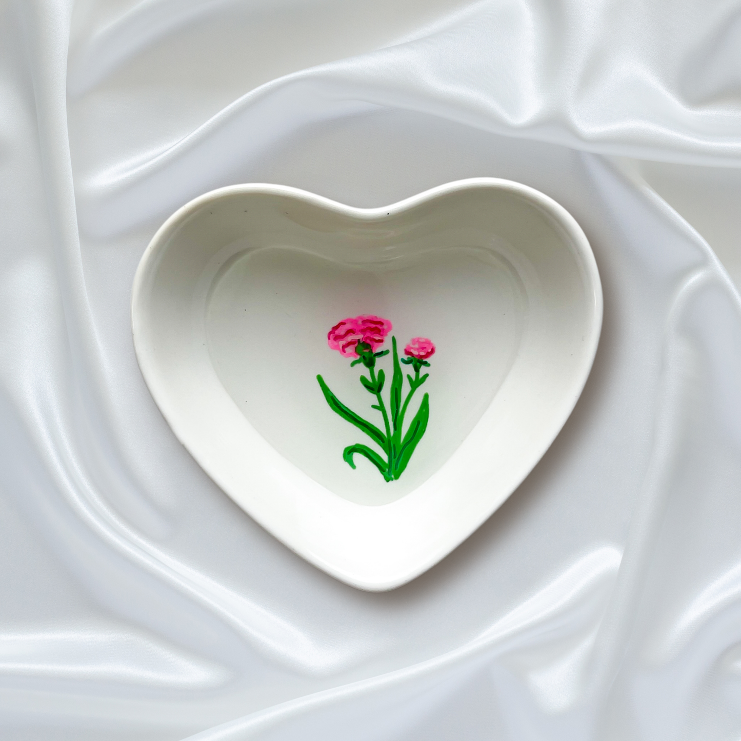 January Birth Flower Carnation Ring and Trinket Dish