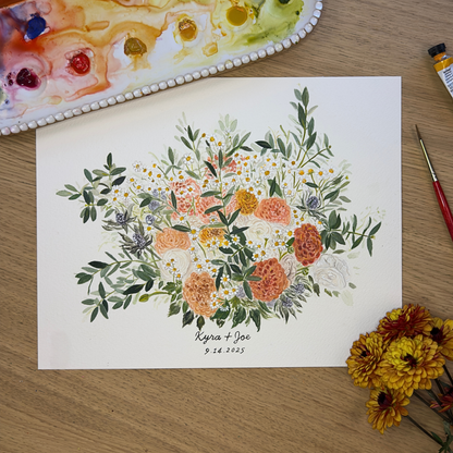 Gift a Custom Wedding Bouquet Painting