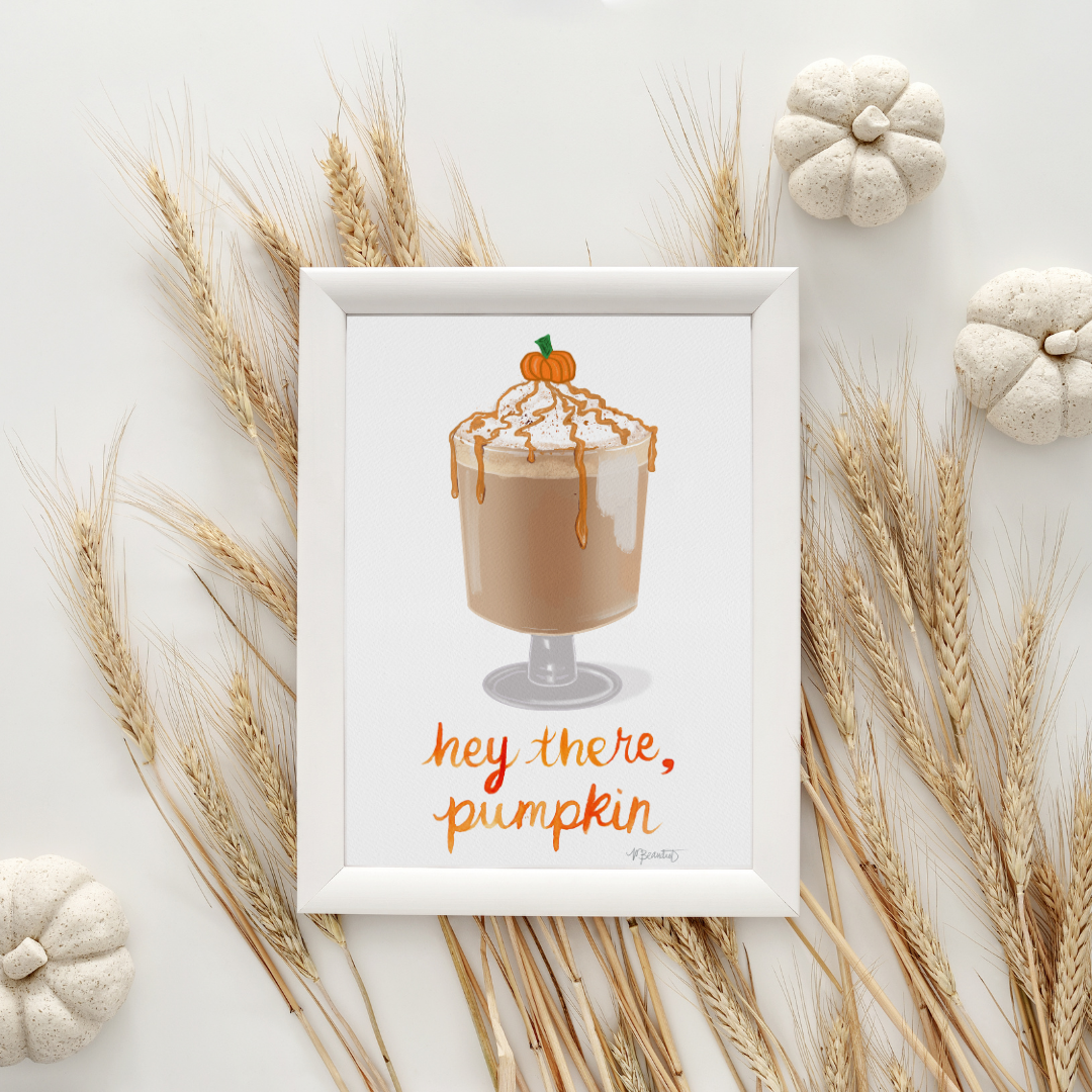 Hey There Pumpkin Watercolor Art Print