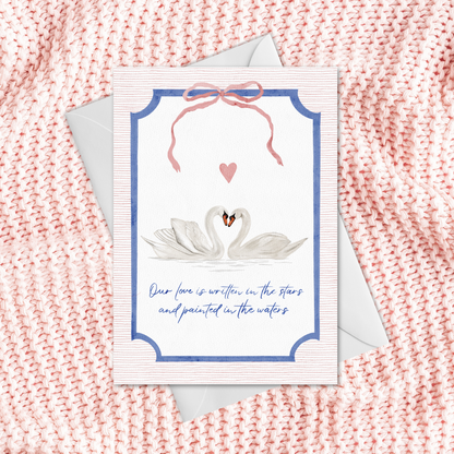 Romantic Swans Valentine's Day Anniversary Couple Greeting Card