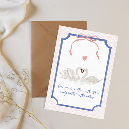 Romantic Swans Valentine's Day Anniversary Couple Greeting Card