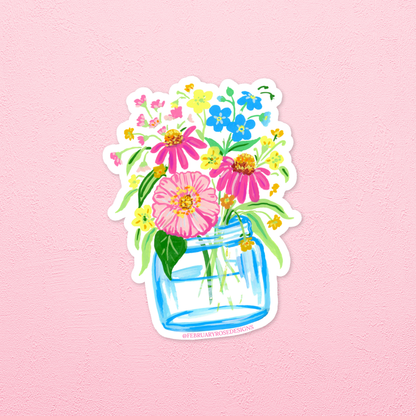 Happy Flowers Vinyl Waterproof Sticker