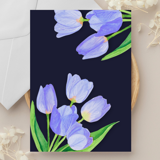 Navy Tulips Greeting Card