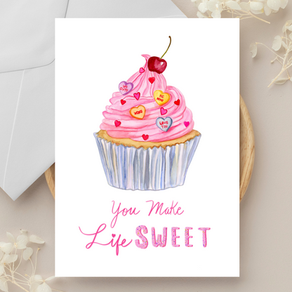 You Make Life Sweet Valentine's Couple Day Greeting Card