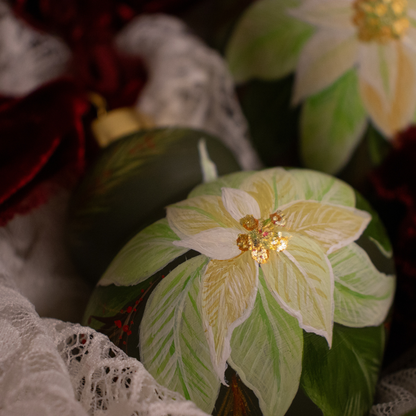 Poinsettia in Verte Finial Shaped Ceramic Ornament