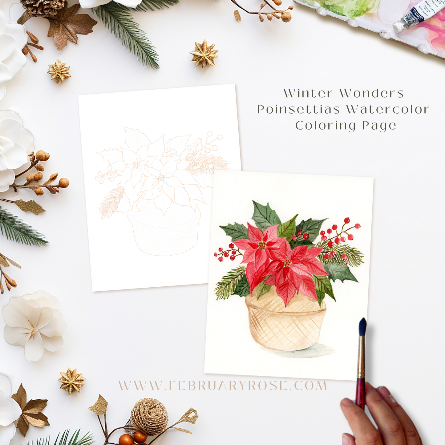 Winter Wonders Watercolor Coloring Pages