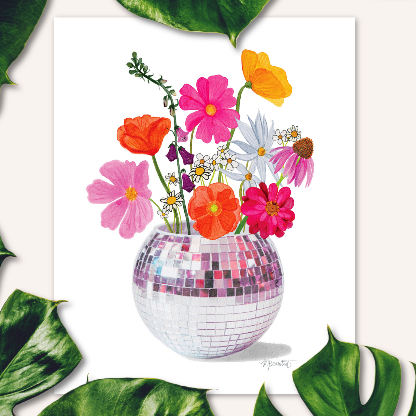 Disco Flowers Art Print