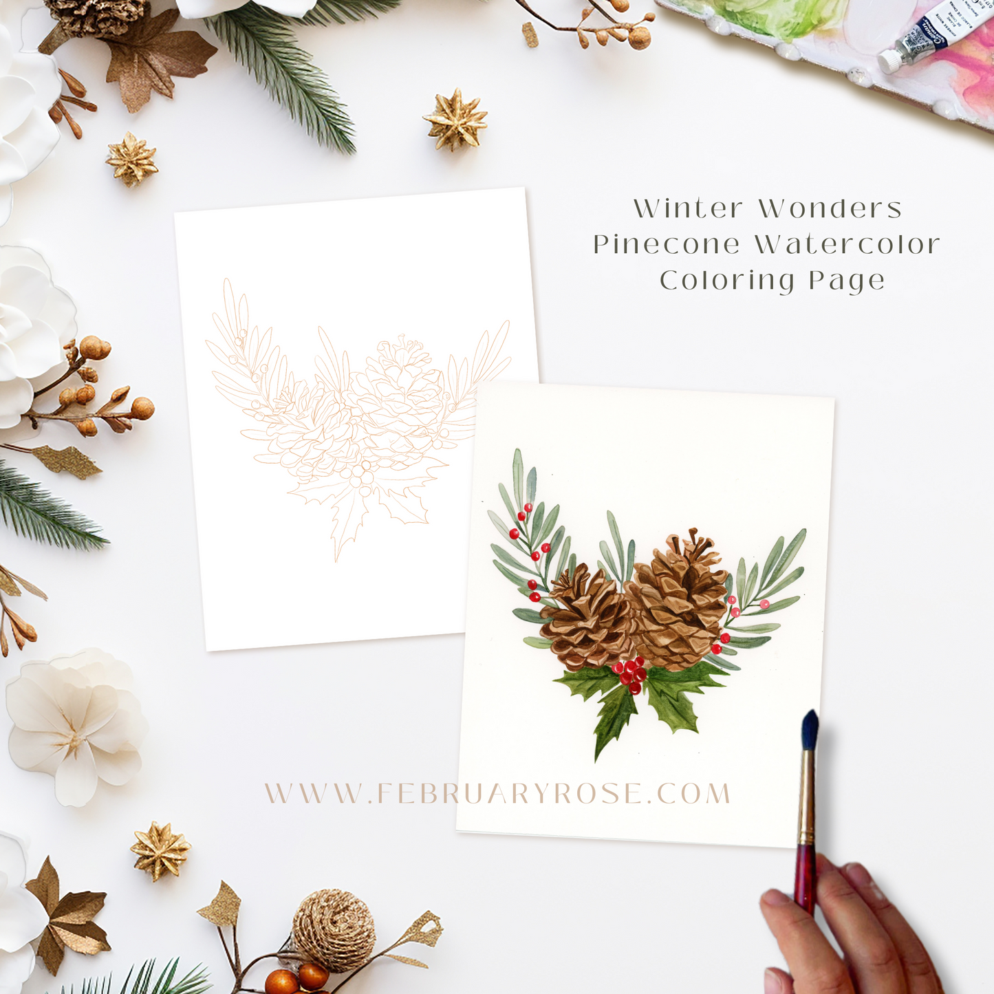 Winter Wonders Watercolor Coloring Pages