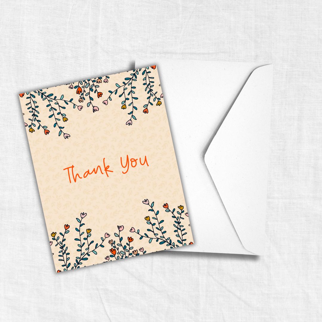 Thank you Boho Flowers Greeting Card