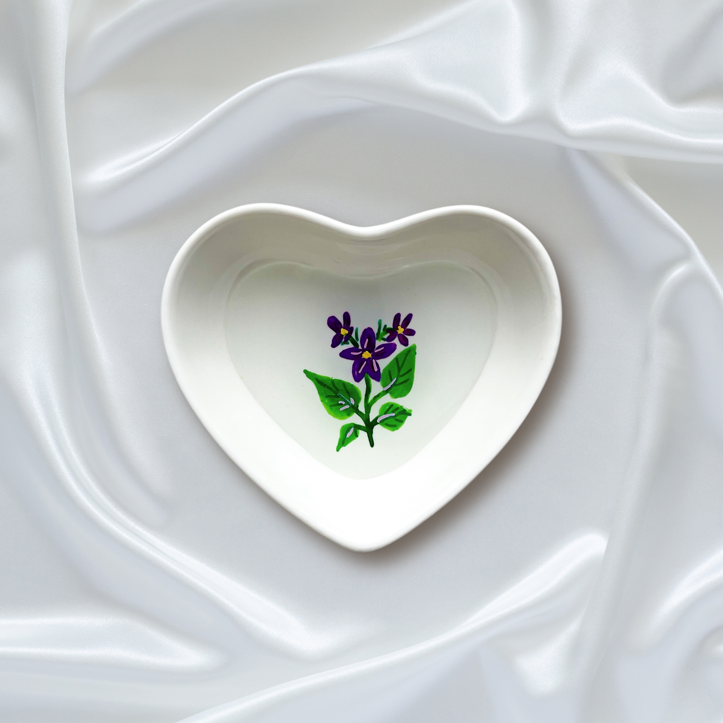 February Birth Flower Violet Ring and Trinket Dish