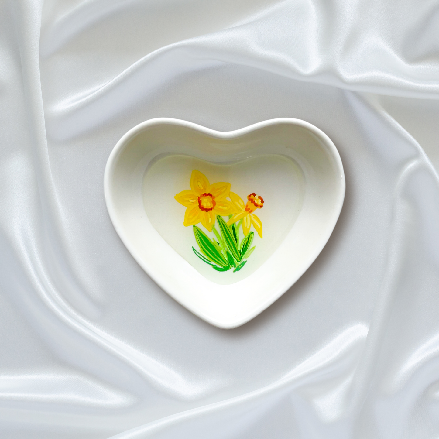 March Birth Flower  Daffodil Ring Dish Jewelry Tray