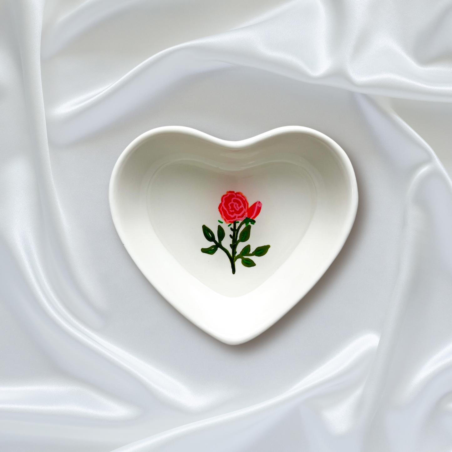 June Birth Flower Rose Ceramic Ring Dish Jewelry Tray