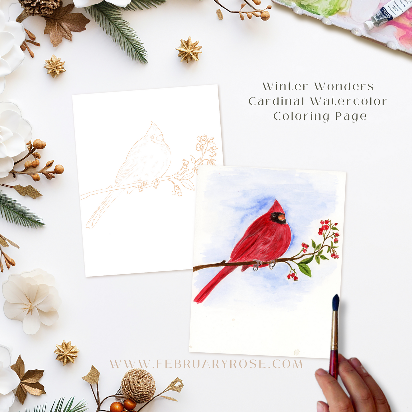 Winter Wonders Watercolor Coloring Pages