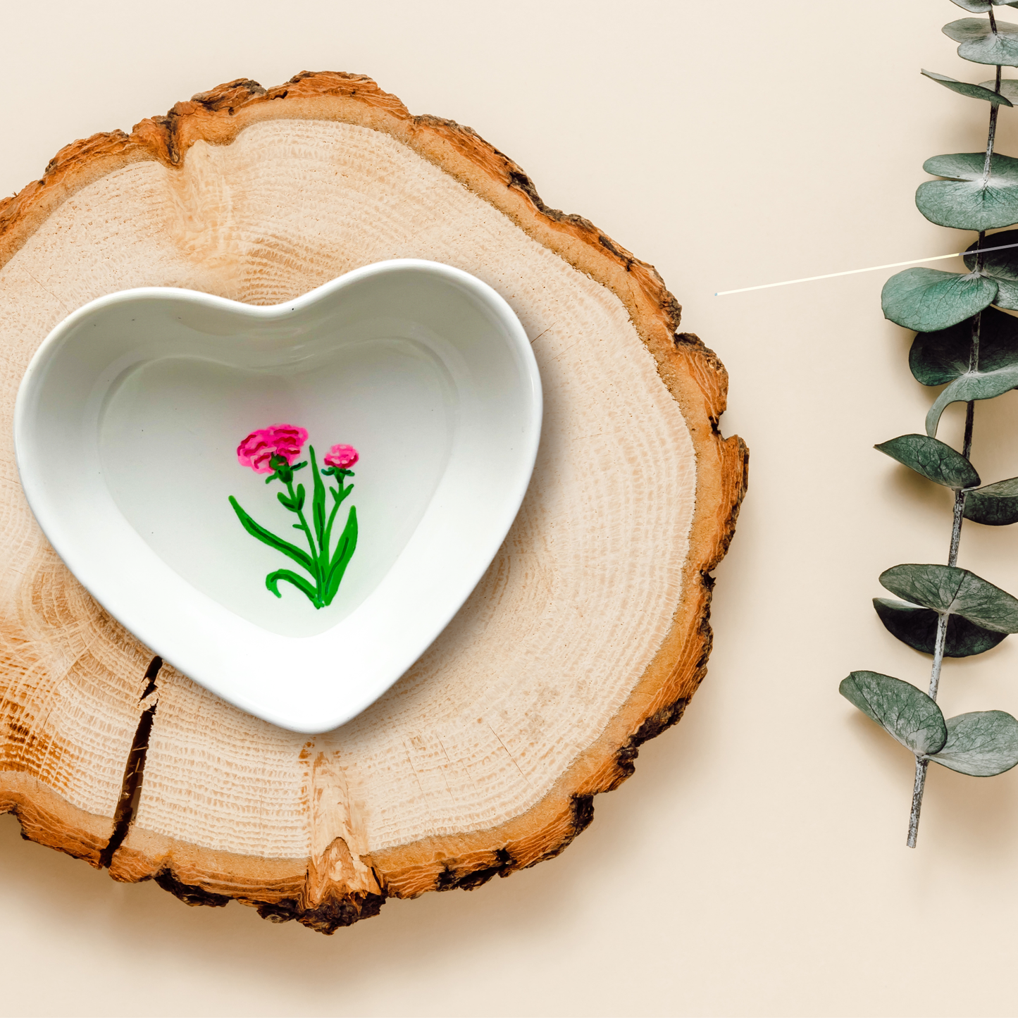 January Birth Flower Carnation Ring and Trinket Dish