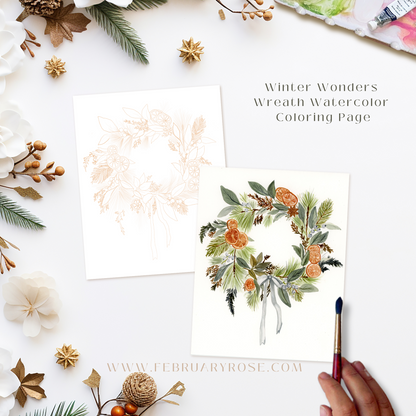 Winter Wonders Watercolor Coloring Pages Paint Kit- BEGINNER FRIENDLY TO ADVANCED
