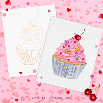 Valentine's Day Watercolor Coloring Pages ONLY