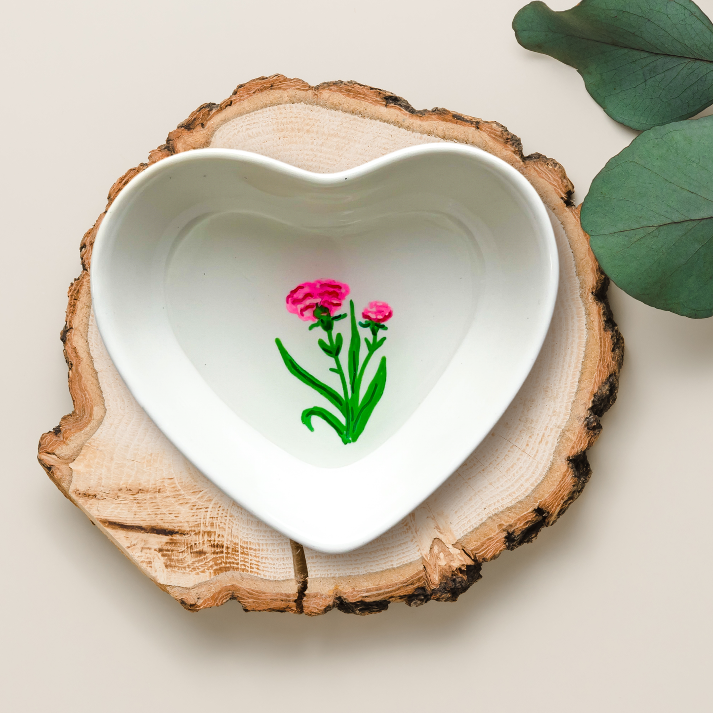 January Birth Flower Carnation Ring and Trinket Dish