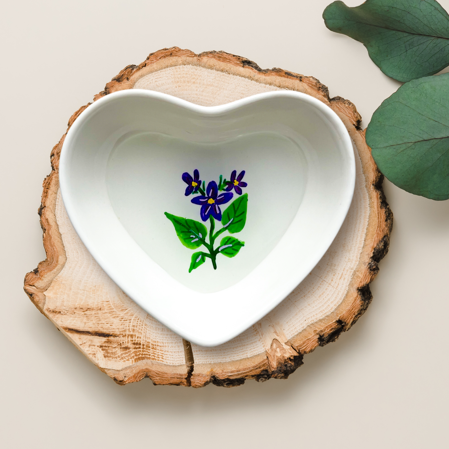 February Birth Flower Violet Ring and Trinket Dish