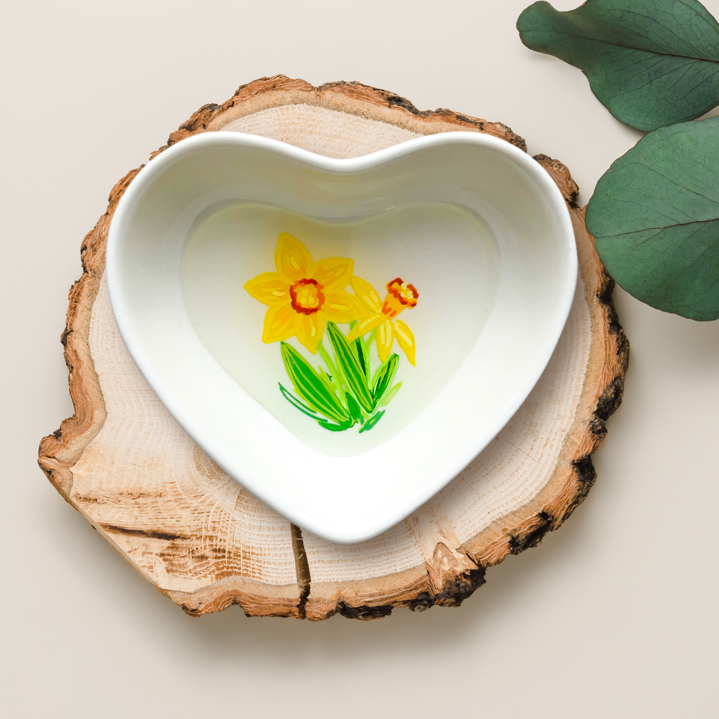 March Birth Flower  Daffodil Ring Dish Jewelry Tray