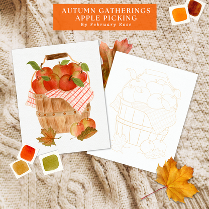 Autumn Gatherings Hand-Drawn Fall Watercolor Coloring Pages ONLY