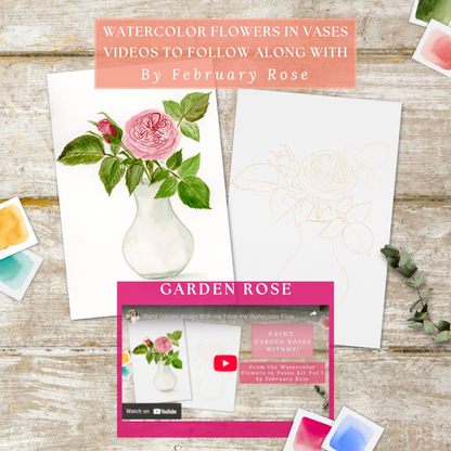 Watercolor Flowers in Vases Collection No. 1 Watercolor Coloring Pages Paint Kit - BEGINNER FRIENDLY TO ADVANCED