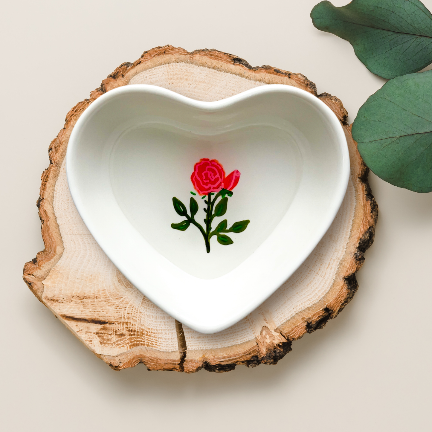 June Birth Flower Rose Ceramic Ring Dish Jewelry Tray