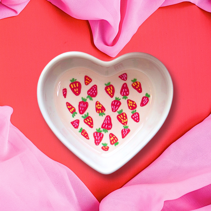 Strawberries Pattern Ceramic Trinket Dish