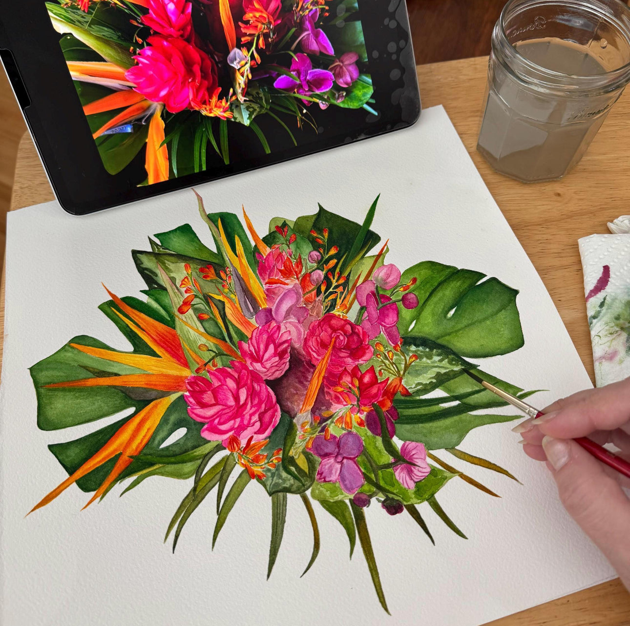Custom Watercolor Special Occasion, Wedding, Anniversary Floral Bouquet Painting