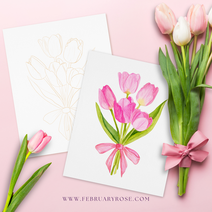 Valentine's Day Watercolor Coloring Pages ONLY