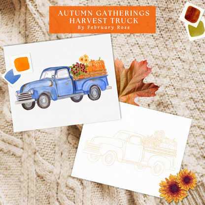 Autumn Gatherings Hand-Drawn Fall Watercolor Coloring Pages ONLY