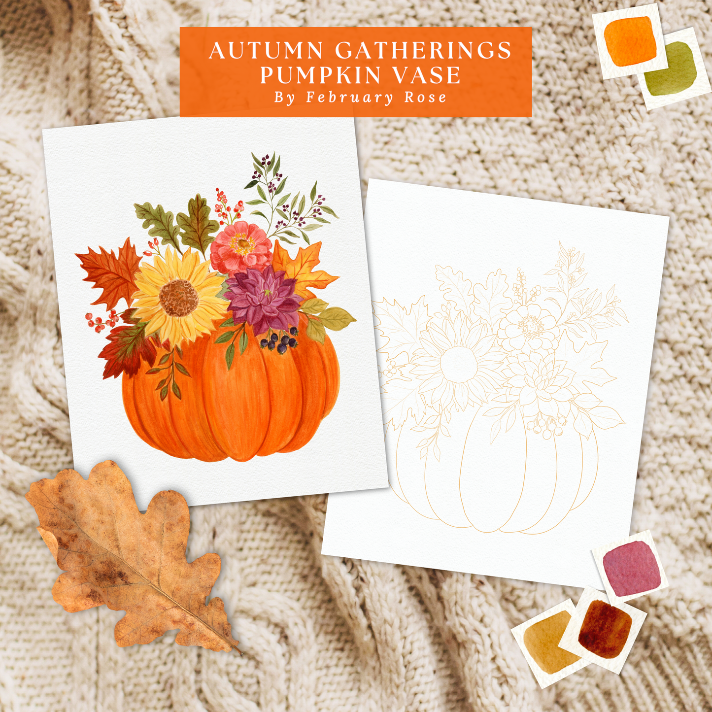 Autumn Gatherings Hand-Drawn Fall Watercolor Coloring Pages ONLY