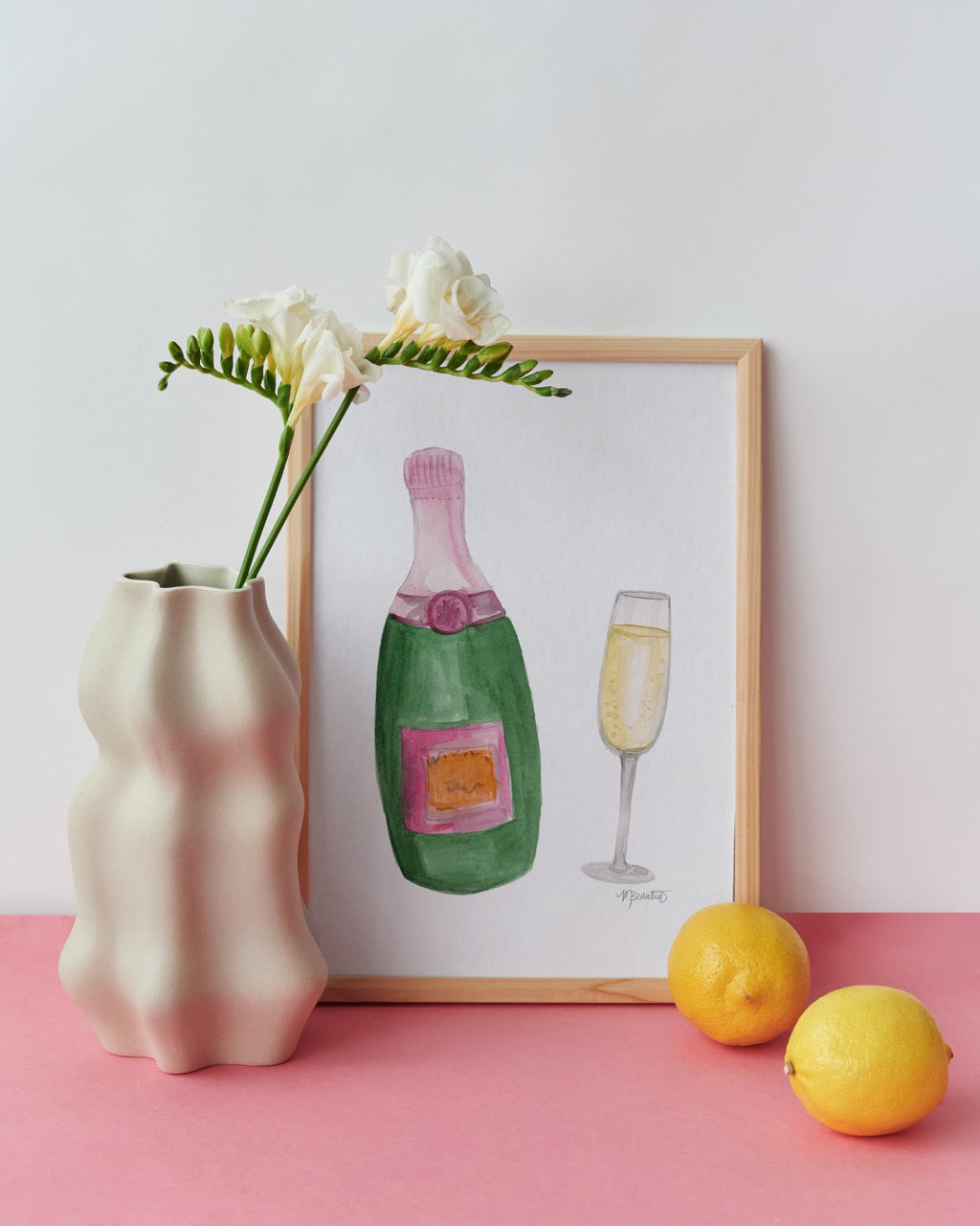Pop the Bubbly Champagne Watercolor Art Print