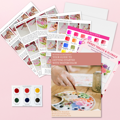 Valentine's Day Watercolor Coloring Pages Paint Kit - BEGINNER FRIENDLY TO ADVANCED