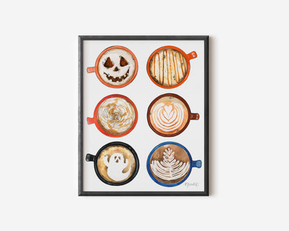 Pumpkin Spice & Haunted Delights Watercolor Art Print
