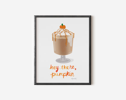 Hey There Pumpkin Watercolor Art Print