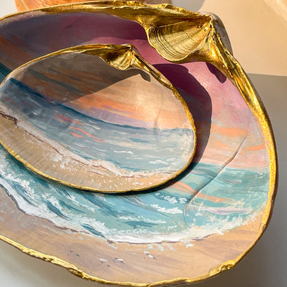 Original Seascape Painting on Small Painted Seashell