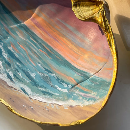 Original Seascape Painting on Large Painted Seashell