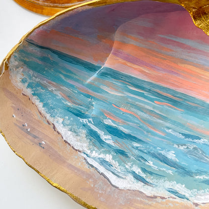 Original Seascape Painting on Large Painted Seashell