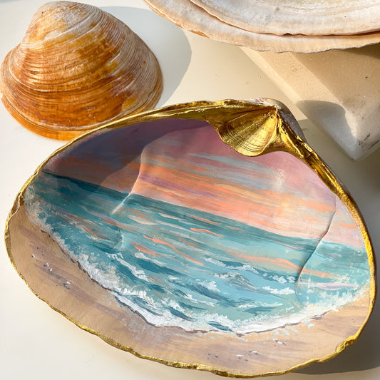 Original Seascape Painting on Large Painted Seashell