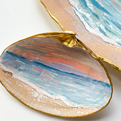 Original Seascape Painting on Small Painted Seashell