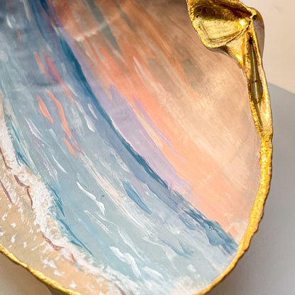 Original Seascape Painting on Small Painted Seashell