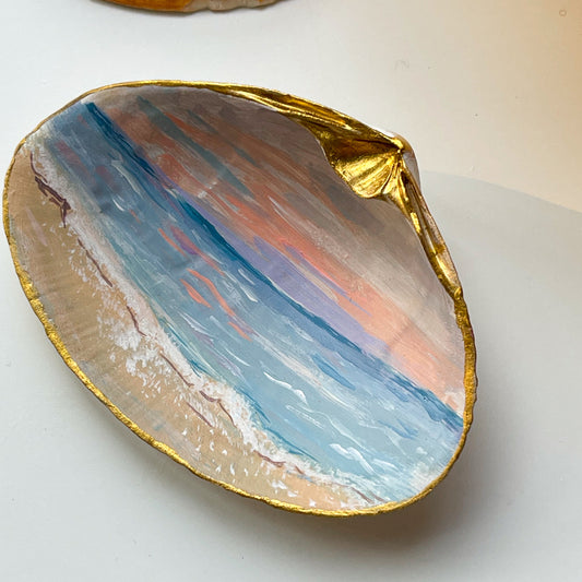 Original Seascape Painting on Small Painted Seashell
