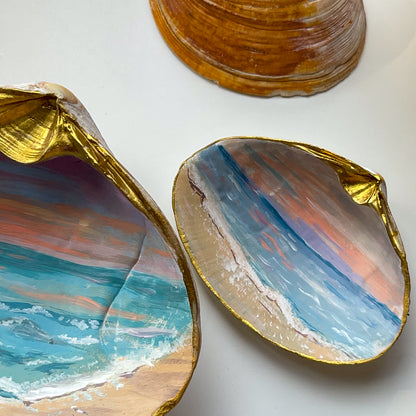 Original Seascape Painting on Large Painted Seashell