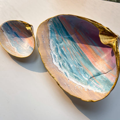 Original Seascape Painting on Large Painted Seashell